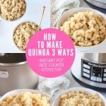 Bowls of cooked quinoa