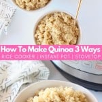 Bowls of cooked quinoa