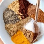 Image of spices in bowl with spoon, with text overlay