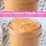 Chipotle sauce in mason jar with text overlay