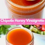 Image of chipotle vinaigrette in mason jar with text overlay