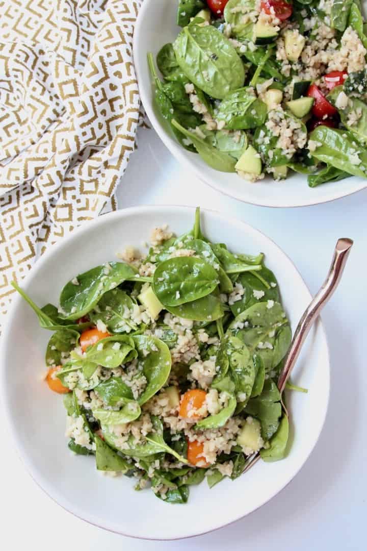 Greek Cauliflower Rice Salad - Bowls Are The New Plates