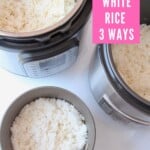 White rice is stockpot, instant pot and rice cooker