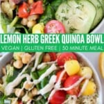 fresh vegetables and roasted vegetables in bowls with quinoa