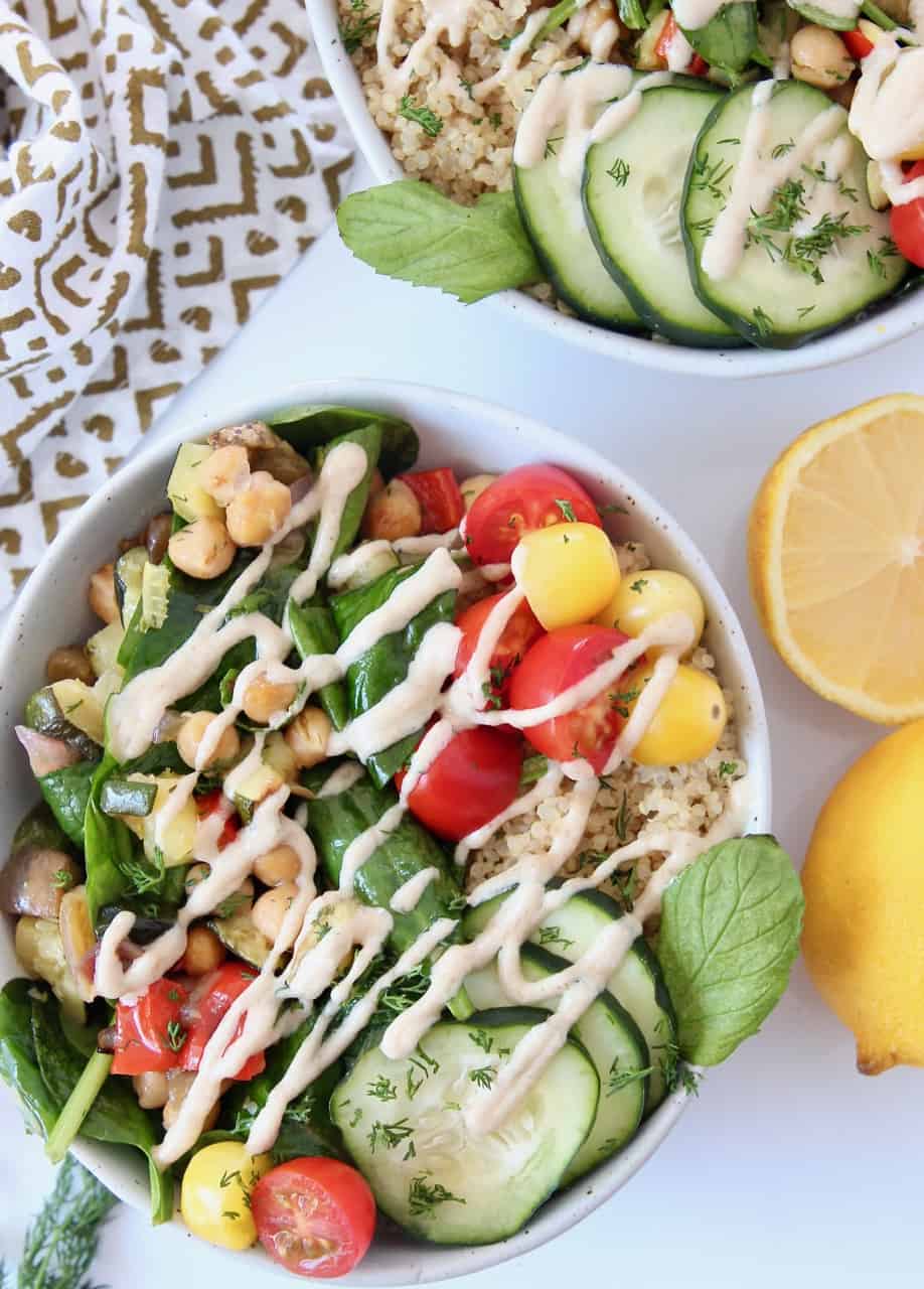 Lemon Herb Vegan Greek Quinoa Bowl - Bowls Are The New Plates