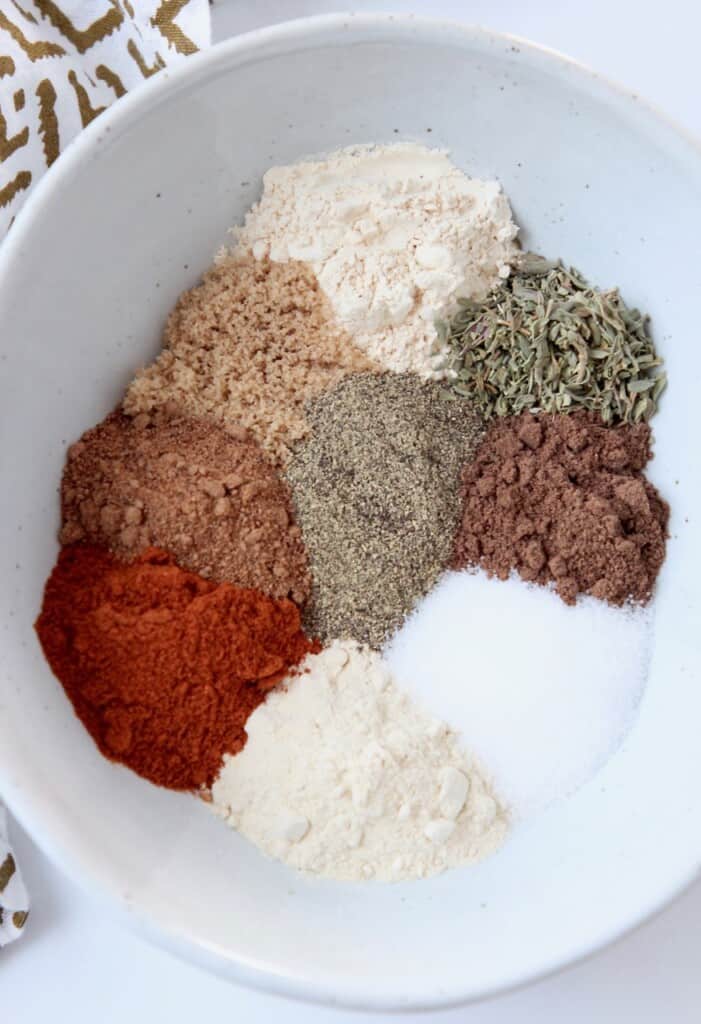 overhead image of spices in bowl