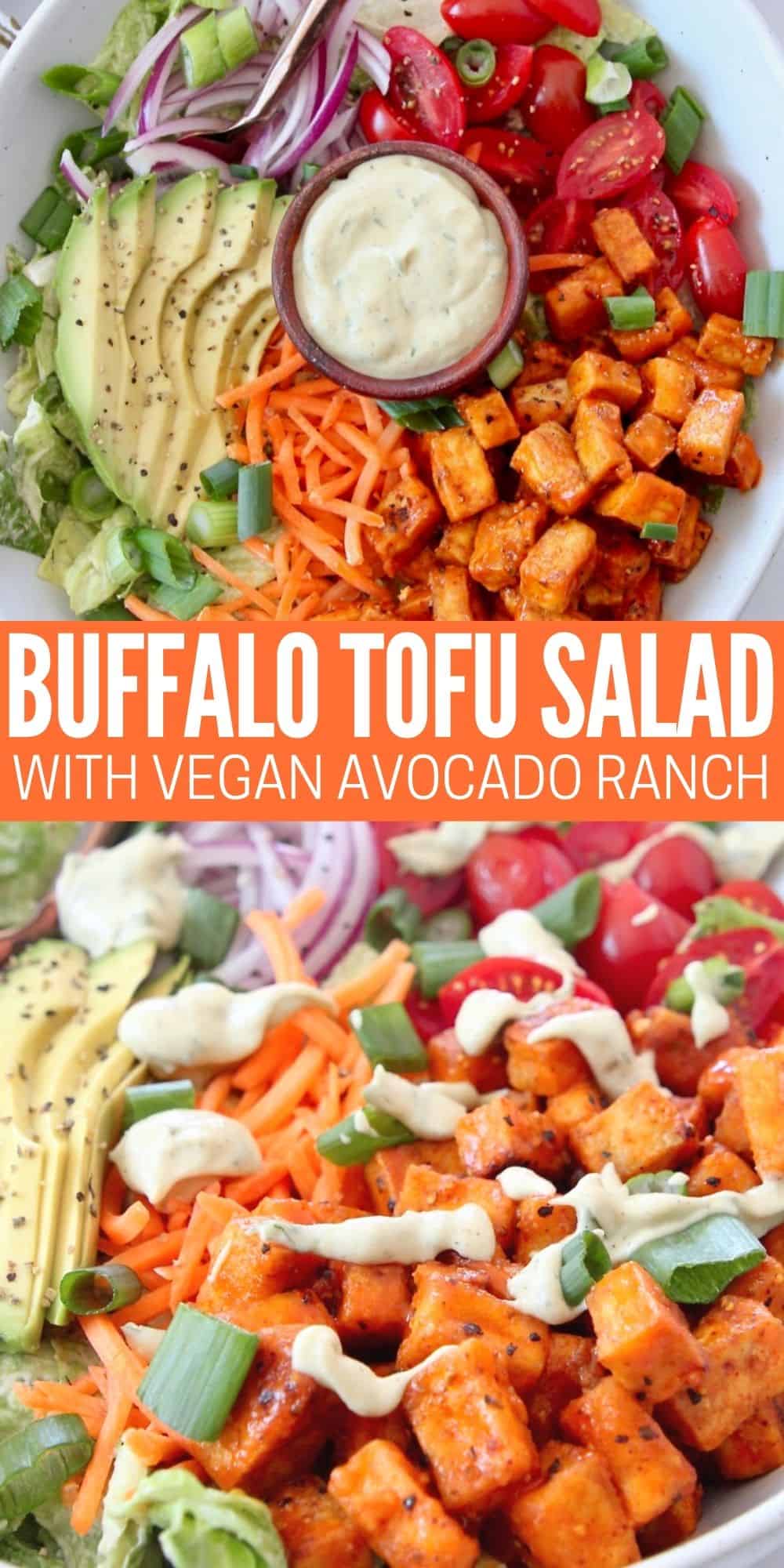 Vegan Crispy Baked Buffalo Tofu Salad - Bowls Are The New Plates