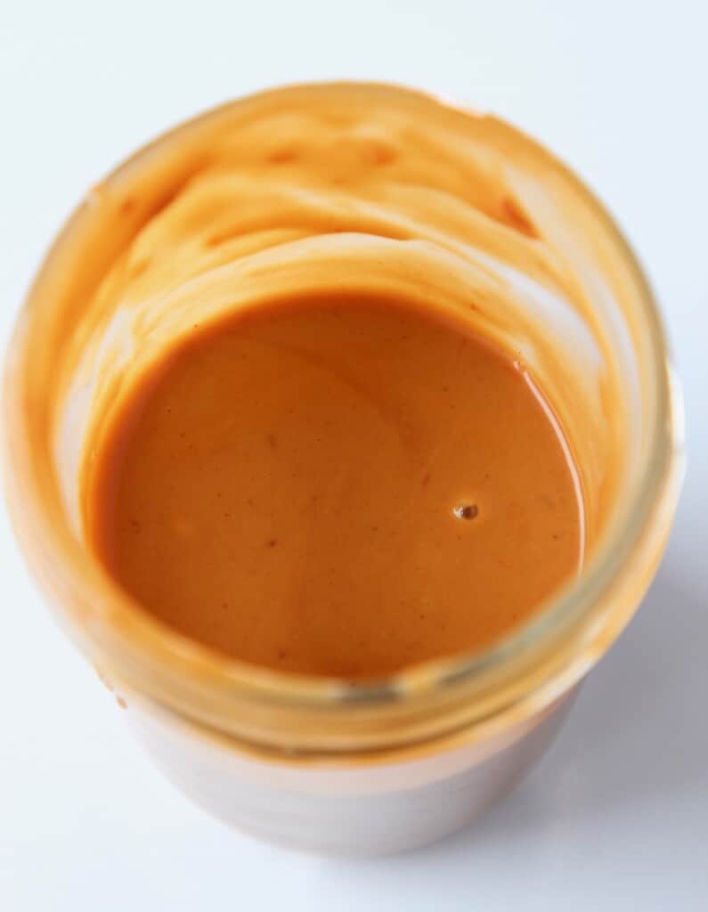 peanut sauce in small mason jar
