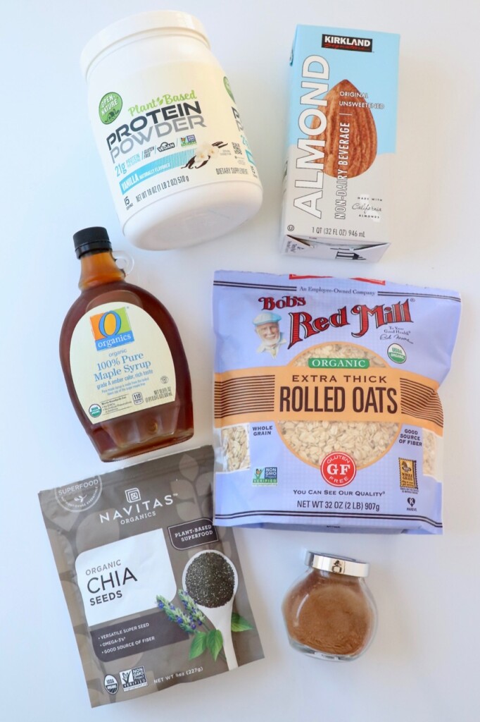 ingredients for overnight oats protein bowls