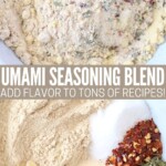 umami seasoning in bowl with spoon and spices in bowl