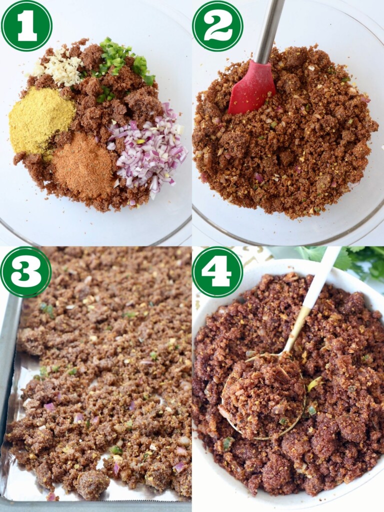 collage of images showing how to make vegan taco meat