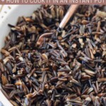 cooked wild rice in bowl with spoon