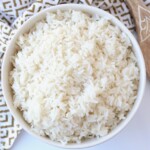 prepared coconut rice in bowl