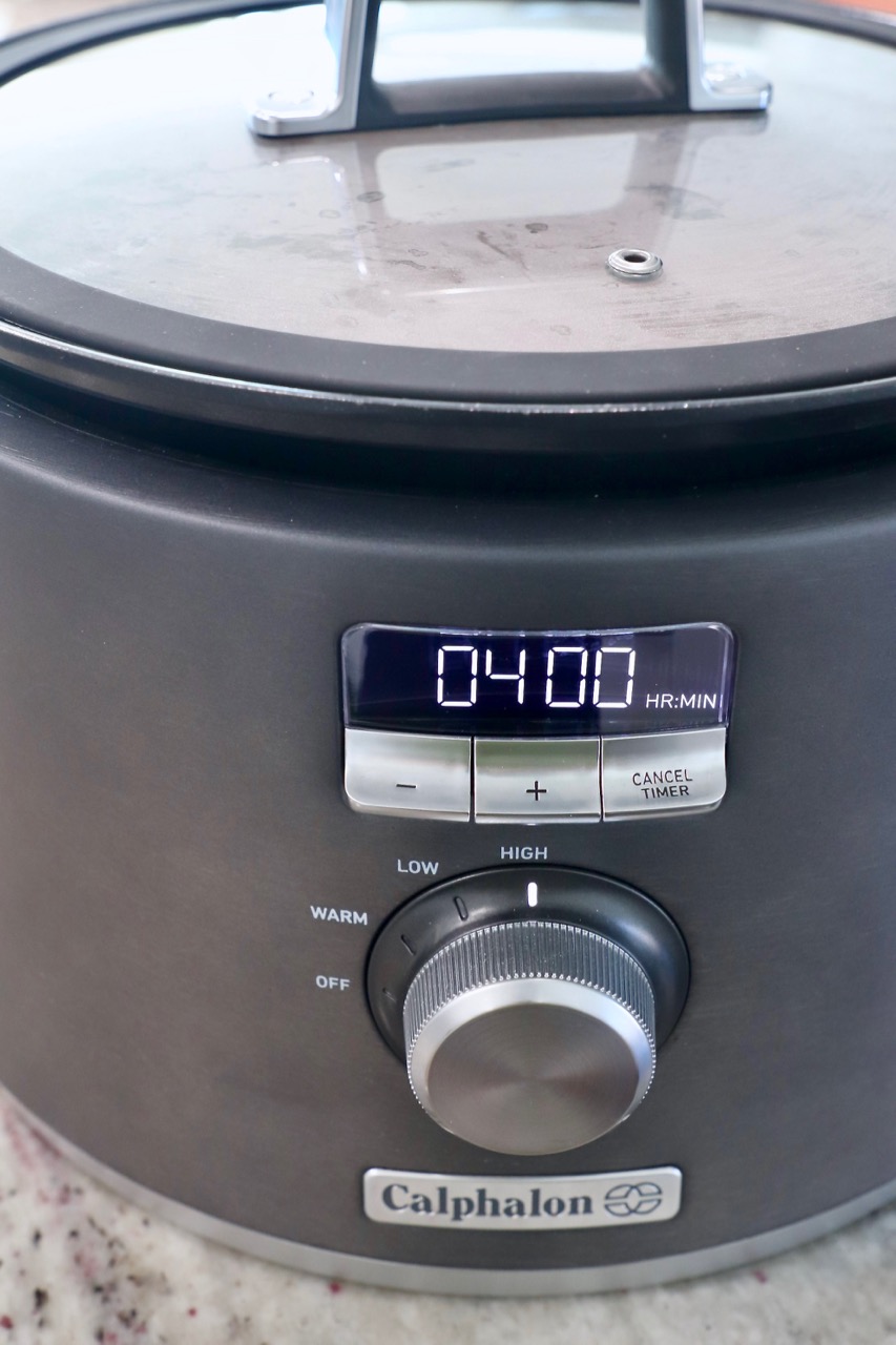 slow cooker set to 4 hours on high