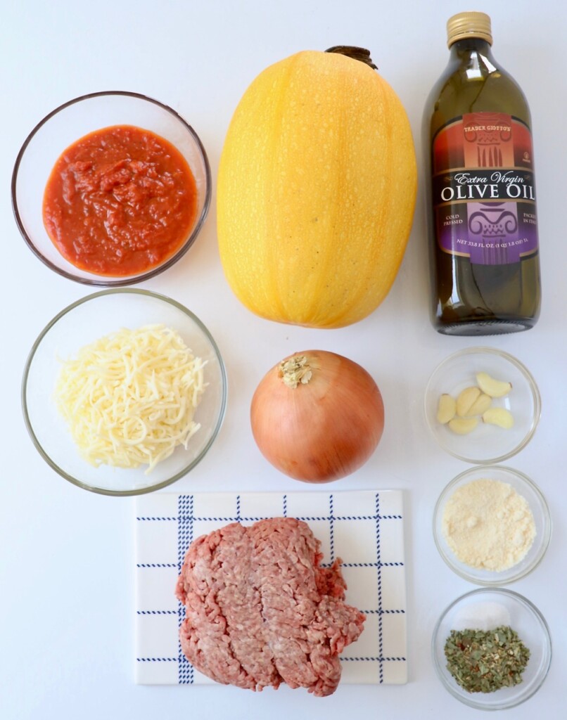 ingredients for spaghetti squash and meatballs