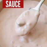 burger sauce in small bowl with spoon