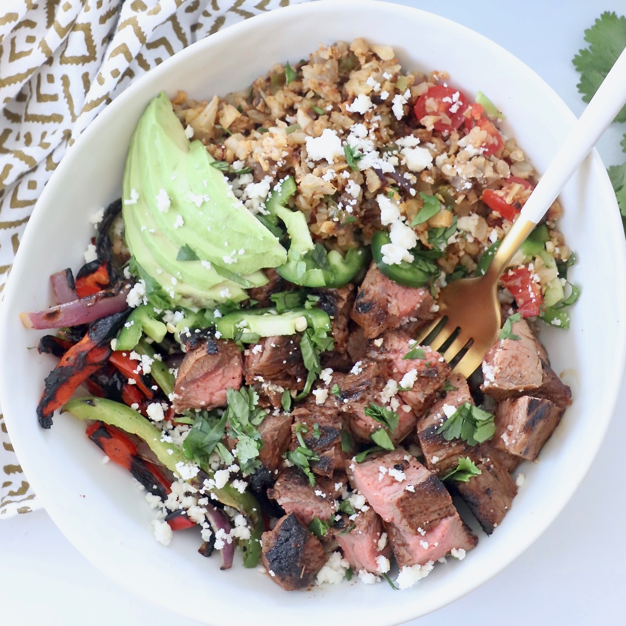 Grain Bowls with Grilled Corn, Steak, and Avocado Recipe